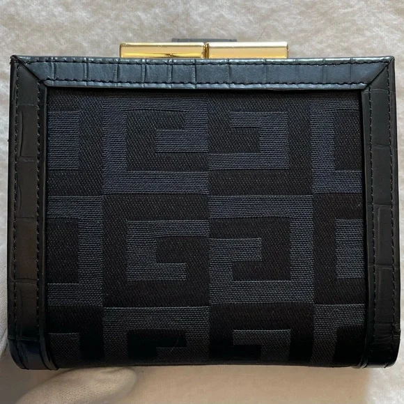 Givenchy Authentic Vintage Black Logo Textured Compact Wallet with Gold Hardware - Picture 3 of 16